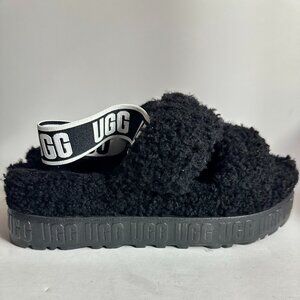 s8•UGG | Black | Fluff Yeah | Shearling Slides